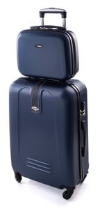 RGL 910 Kofferset ABS Hardcase 2-teilig 2in1 Koffer XXL + Kosmetikkofer Farbe: Dunkelblau