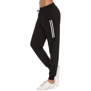 Damen Stretch Freizeithose Leggings Fitness Lange Hosen Taschen Laternenhose,Farbe:Schwarz,Größe:XXL