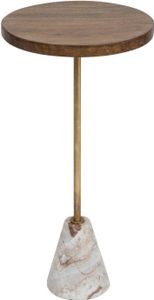 Stolik kawowy marmur i drewno, Ø 35,5 cm