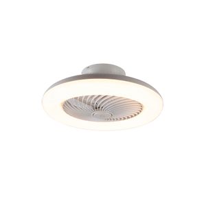 QAZQA - Design Deckenventilator mit beleuchtung weiß inkl. LED dimmbar - Clima Dimmer I Dimmbar I Wohnzimmer I Schlafzimmer - Kunststoff Rund - I (nicht austauschbare) LED