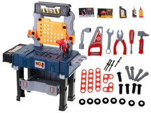 Kinder Werkbank Set | 65-tlg. Werkzeugkoffer Tisch | Tragbare Werkzeugbank Koffer für Jungs und Mädchen ab 3 Jahren| Kinderwerkstatt mit Werkzeug Zubehör
