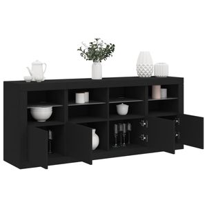 vidaXL Sideboard mit LED-Leuchten Schwarz 163x37x67 cm