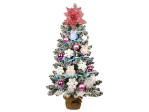Geschmückter künstlicher Weihnachtsbaum EULE 60 cm mit LED-BELEUCHTUNG IM TOPF