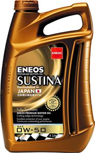 ENEOS SUSTINA 0W-50 - Motorové oleje pre automobily - Olej 0w50 - Motorový olej pre vysoko výkonné motory - Plne syntetický s organickými prísadami - Zvyšuje účinnosť motora (4 litre)