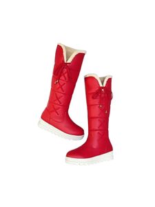 Damen Stiefel Mode Plüsch Gefüttert Warm Winterstiefel Knie Hoch Schnee Stiefel Schuhe Rot,Größe:EU 38