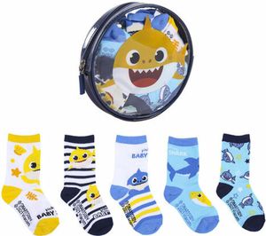 Baby shark – Baby Hai - Babyparty – Mutterschaftsgeschenk – Baby/Kleinkind – Socken – 5 Paar im Baby Shark-Etui – Größe 17/18