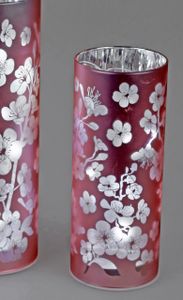 Deko Licht, Tischleuchte CHERRY BLOSSOM Blumen H. 20cm rosa silber Formano F22