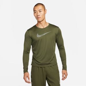 Nike DRI-FIT UV RUN Shirt Mens ROUGH GREEN/REFLECTIVE SILV S