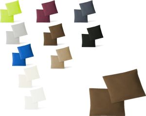 Jersey Kissenbezug Hülle 2 Sparpack Set mit Reißverschluss  hochwertige Qualität 40 x 40 cm schokobraun