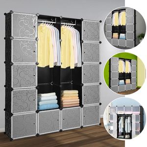 Wolketon DIY Kleiderschrank Steckregal mit Tueren Regalsystem Kleiderschrank Garderobe