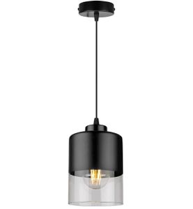 Light-Home Rome Lampenschirm Hängelampe Hängeleuchte - Deckenlampe Industrial für Wohnzimmer Schlafzimmer und Esszimmer - Pendelleuchte Glas mit Metall - Schwarz