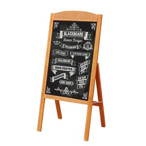 WISFOR Werbetafel Kundenstopper Standtafel, Holzrahmen, magnetisch und klappbar, 42.5x90cm, Hellbraun
