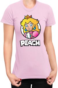 Mario Princess Peach Damen t-shirt Super Mario Bros Luigi Bowser, M / Hellrosa