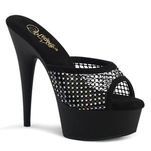 DELIGHT-601-6RM Damen Slipper von Pleaser, Schwarz EU 39, US 9