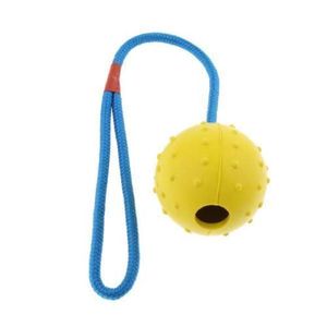 2x Hundeball Hundespielball Naturgummiball Wurfball mit Seil für Hunde, Ø 7cm