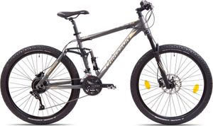 Chrisson Hitter horský bicykel Plne 27.5 palcov ženy muži 170 - 185 cm MTB bicykel 27 prevody trail bike šedá/žltá 46 cm