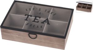 HOME STYLING COLLECTION Aufbewahrungsbox für Teebeutel Teebox Teekiste aus Holz mit 6 Fächern
