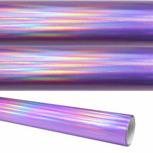 (16,44€/m²) Rapid Teck® Autofolie Rainbow Oil Slick Hologramm Folie Violett 152 cm Breite Laufmeterware selbstklebende Folie mit Luftkanälen Auto Folie