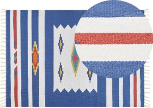 BELIANI Kelim-Teppich Mehrfarbig Baumwolle 140 x 200 cm mit Fransen Geometrischem Muster Handgewebt Zweiseitig Modern Boho Wohnzimmer Schlafzimmer