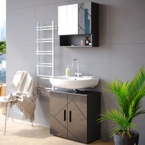 Súprava kúpeľňového nábytku Livinity® Irma, 2 kusy, toaletný stolík 60 cm, antracitový vysoký lesk