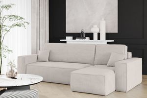 Ecksofa mit schlaffunktion und bettkasten, Sofa L-form, Couch L-form BEST Dicker Cord Beige Rechts