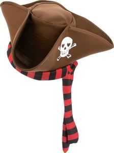 Piratenhut Kostüm-Zubehör braun-schwarz-rot