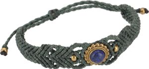 Perlenarmband, Makramee Armband, Fußband, Fußschmuck - Lapislazulit/aqua/, Grün, Armreifen & Armbänder Modeschmuck