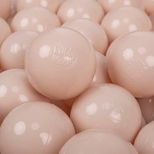 KiddyMoon 100 loptičiek/7 cm Detské loptičky na hranie Loptičky do kúpeľa pre deti Obyčajné plastové loptičky vyrobené v EÚ, pastelovo béžová