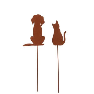 UNUS® Gartenstecker Hund und Katze 2er Set Rostoptik Roststecker Gartendeko