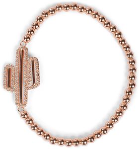 styleBREAKER Kugel Armband mit Strass besetztem Kaktus Anhänger, Gummizug, Kugelarmband, Schmuck, Damen 05040133, Farbe:Rosegold