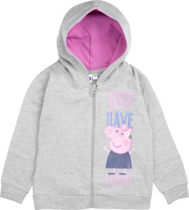 Peppa Wutz - Just have fun -  Kapuzenpullover für Mädchen mit Reißverschluss und Glitterprint Hoodie Sweatjacke Grau 110-116