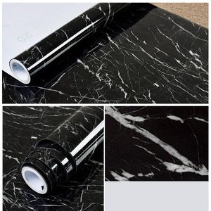 MECO Selbstklebende Folie Klebefolie PVC Tapete Wasserdicht Marmorfolie Möbelfolie DIY Dekofolie, 40 x 500cm Schwarz