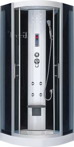 Hydromassage Duschkabine Leticia, 80x80 cm, Glas gehärtet, grau