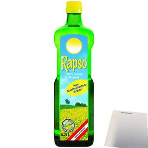 Rapso 100% reines Rapsöl Pflanzenöl (750ml Flasche) + usy Block