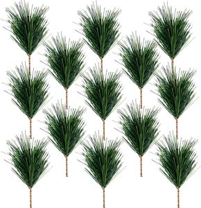 60 Stück grüne Kiefernnadelzweige, kleine Kiefernzweige für Weihnachtskranz, Dekoration, Haus, Urlaub, Garten