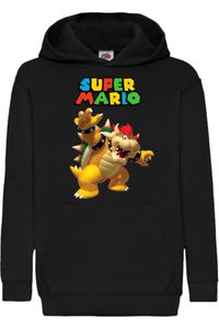 Mario Bowser Dragon Kinder Kapuzenpullover Sweatshirt Super Mario Luigi Bowser Nintendo, 5-6 lata - 116/ Czarny