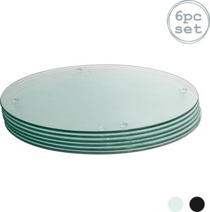 Harbour Housewares 6 Stück Harbor Haushalt Glas-Esstisch Tischset Set - Modern Style Round Tablemat - Clear - 30cm