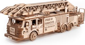 3D Puzzle Erwachsene Feuerwehrauto – DIY Holzbausatz Mechanische Puzzle mit Aufziehmechanismus, Leiter & Mehr – 3D Holzpuzzle für Erwachsene & Kinder ab 14 Jahren – EWA Eco- Wood-Art, 439 Teile
