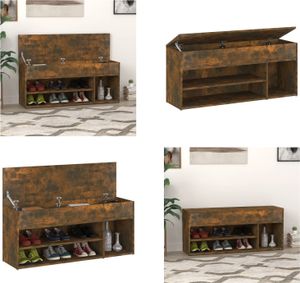vidaXL Ławka na buty dąb wędzony 105x30x45 cm materiał drewnopochodny - Ławka na buty - Ławki na buty - Ławka z miejscem do przechowywania - Stojak na buty