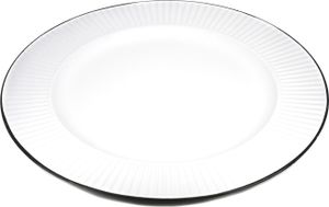 Dekoteller Kunststoff gestreifter Rand 33cm weiß / schwarz