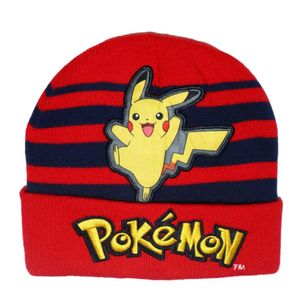 Anime Pokemon Pikachu Jungen Herbst Wintermütze bestickt Gr. 54/56 – Rot / 54/56