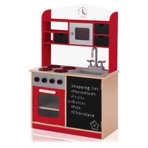 Baby Vivo Kinderküche Spielküche aus Holz mit Tafel - Mila in Rot