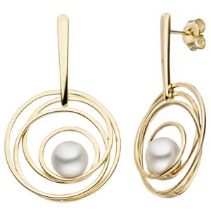 JOBO Ohrhänger 585 Gold Gelbgold 2 Süßwasser Perlen Ohrringe Perlenohrringe JOBO Ohrhänger 585 Gold Gelbgold 2 Süßwasser Perlen Ohrringe Perlenohrringe