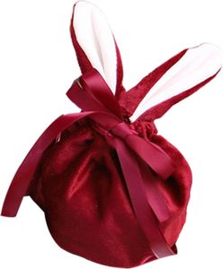 Lagerhalter Bunny Ohrs Design Dekorative Samtbeutel Ostern Geschenktüte für Ostern-Weinrot