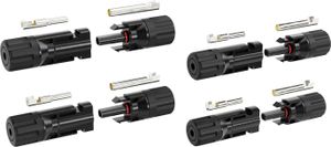 ABSINA 4x MC4 Stecker & Buchse + 2x MC4 Montageschlüssel - Solarstecker für 2,5-6mm2 PV Kabel - Solar Stecker Set