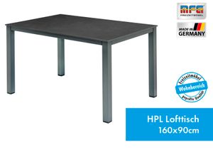 MFG Lofttisch 160x90 cm, Gestell: anthrazit, Plattendekor: dark-stone