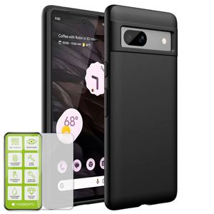 Für Google Pixel 7A Silikon TPU Schwarz + H9 Glas Handy Tasche Hülle