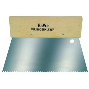 HaWe Zahnspachtel mit breitem Holzgriff und Aufhängeloch - 200 mm Breit, verschiedene Zahnungen Ausführung:Trapezzahn für Bodenverlegung B3