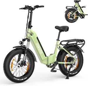 ESKUTE E-Bike Star, elektryczny składany rower miejski LED z czujnikiem momentu obrotowego Akumulator Samsung 36V 25Ah, 20-calowy składany rower elektryczny 25km/h, zielony