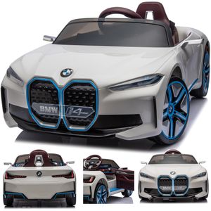 BMW i4 Kinderauto Kinder Elektroauto mit Fernbedienung mp3 und mehr 2 Motoren -Weiss-
